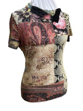 Roberto Cavalli FW2002 Patchwork Print Top